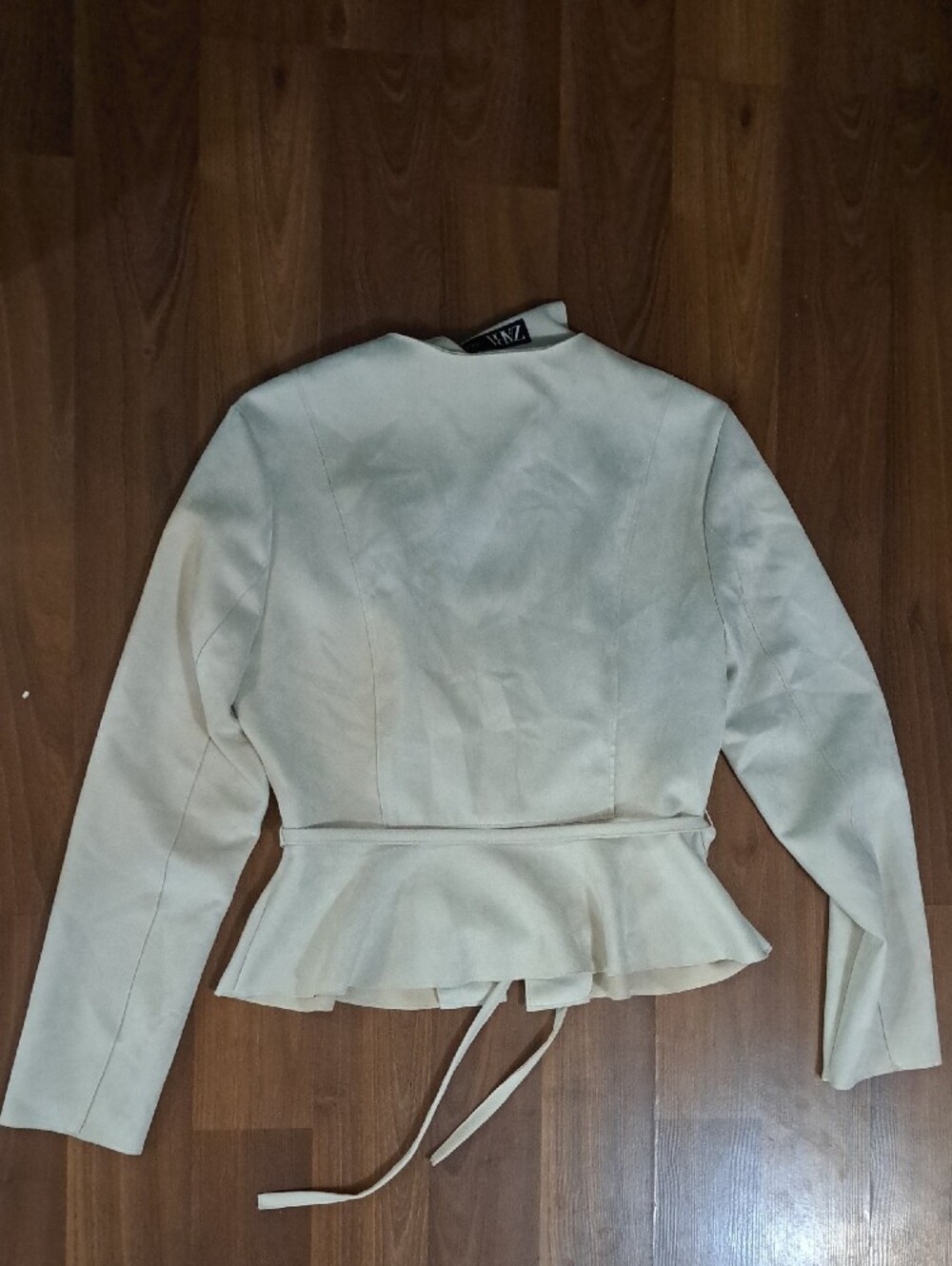 Zara Light Cream Peplum Tie-Waist Jacket - Picture 7 of 7